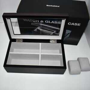 Berkshire Deluxe Watch & Glasses Case in Black #BR7-29937 NIB